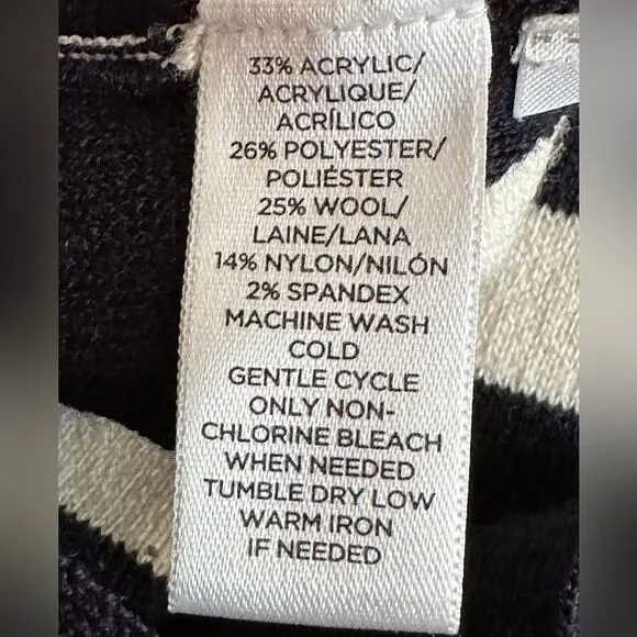 LOFT Navy and White Crew Neck Sweater Nautical Stripes Button Detail Size Medium - Picture 5 of 7